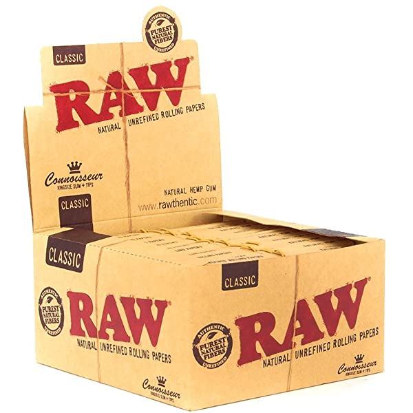 RAW ORGANIC  HEMP KING SIZE SLIM + TIPS 24 PER BOX