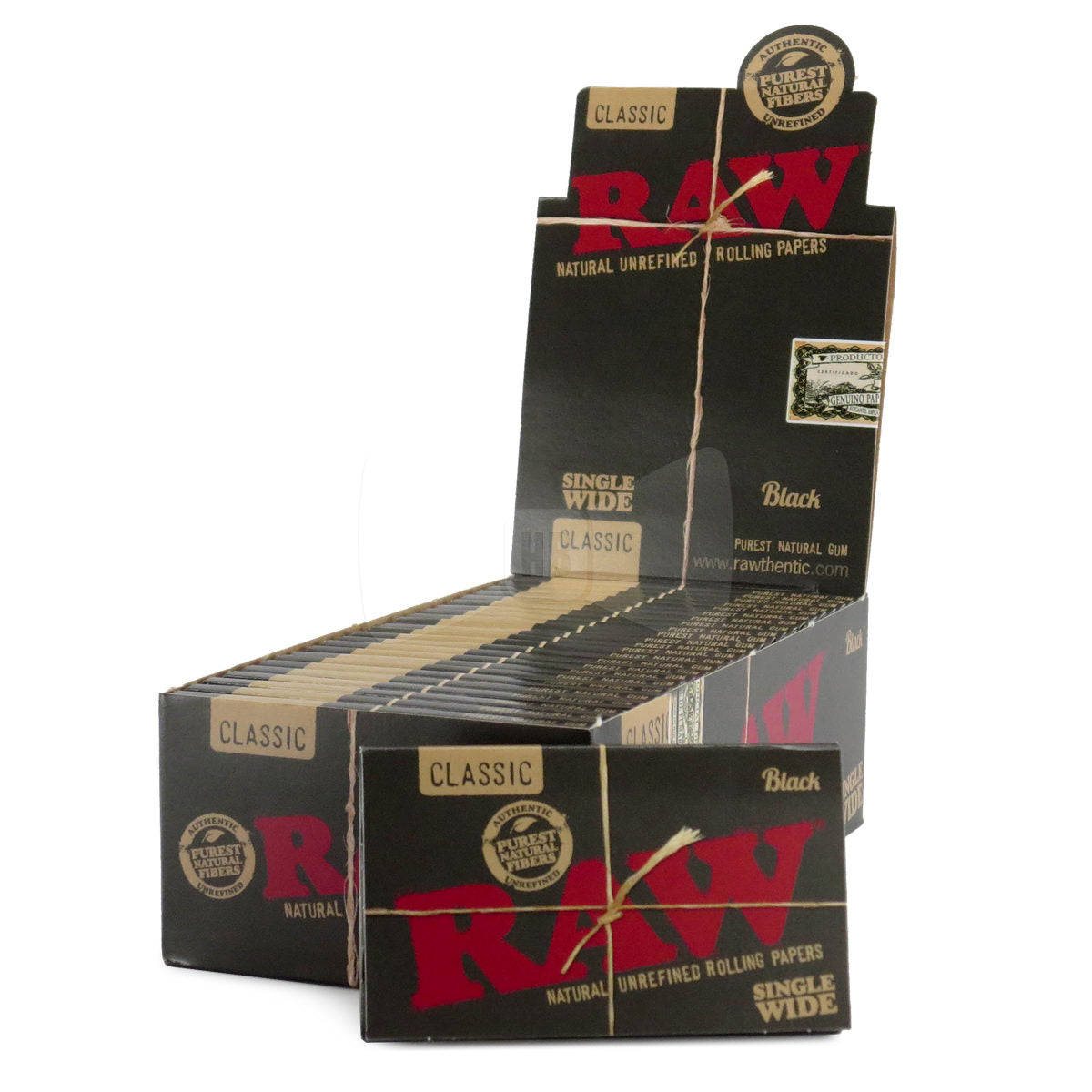 RAW CLASSIC BLACK SINGLE WIDE 25 PER BOX