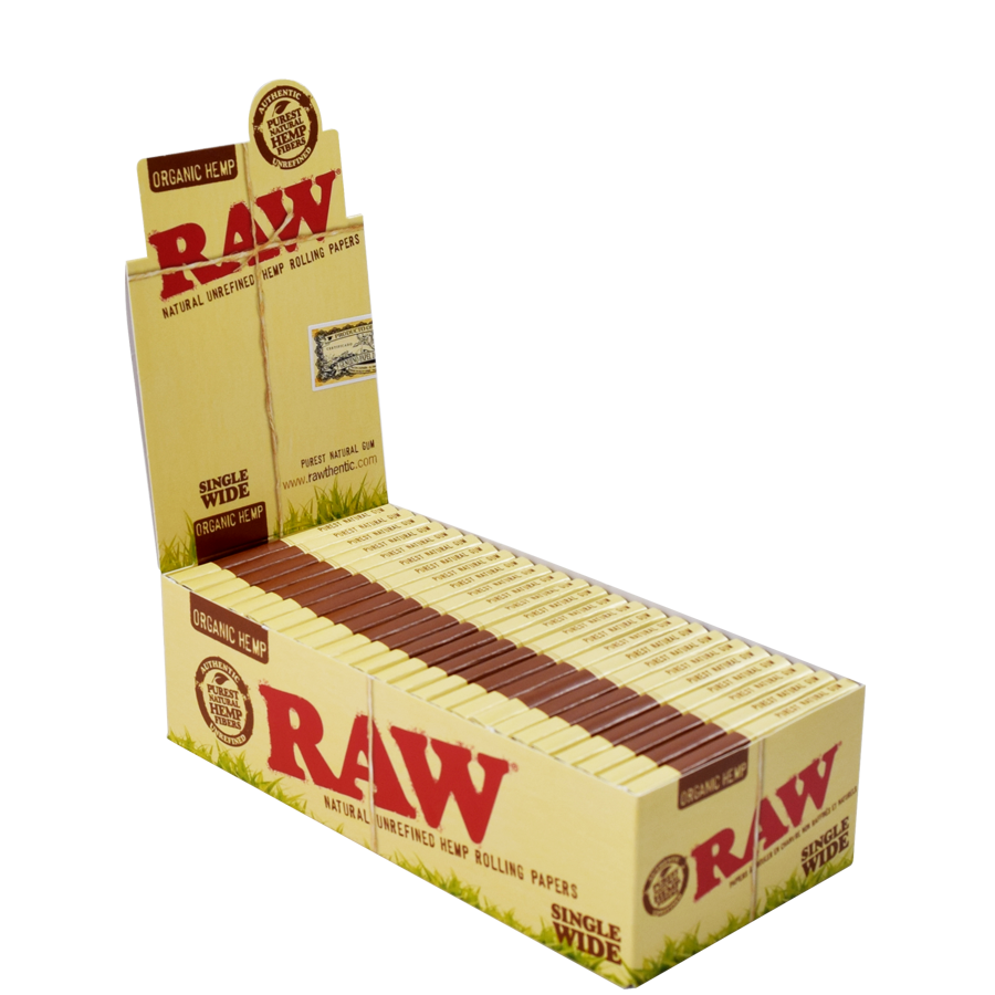 RAW ORGANIC HEMP SINGLE WIDE 25 PER BOX