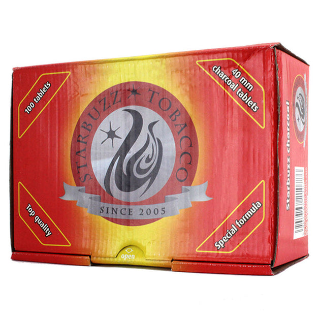 STARBUZZ CHARCOAL 40MM 100 TABLETS RED BOX
