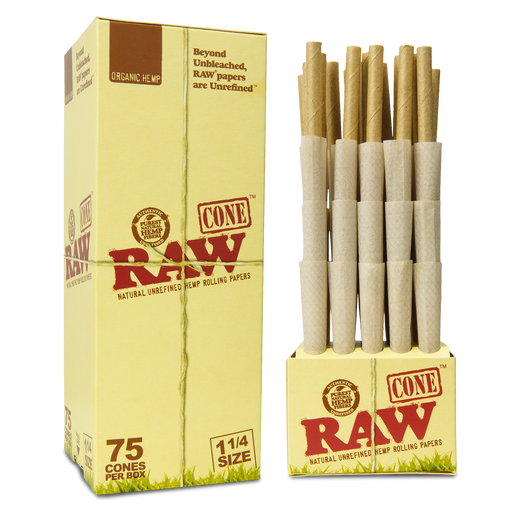 RAW ORGANIC 1 1/4 CONES 75CT